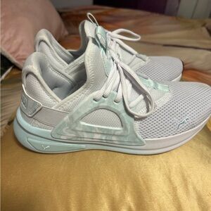 Puma White and green Sneakers with Breathable Mesh and Cushioned Sole